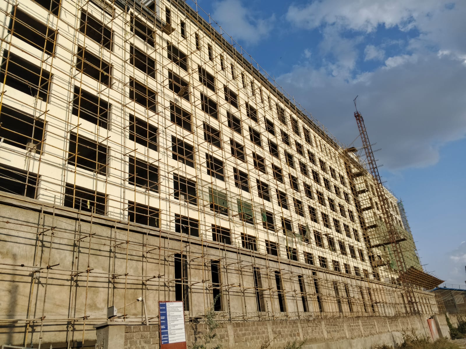 Modern commercial building construction project